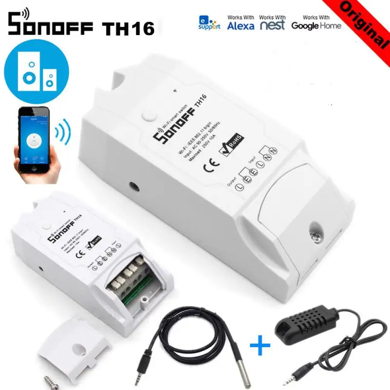 Интеллектуальный выключатель света Sonoff TH16 16A умный переключатель Wi Fi Поддержка