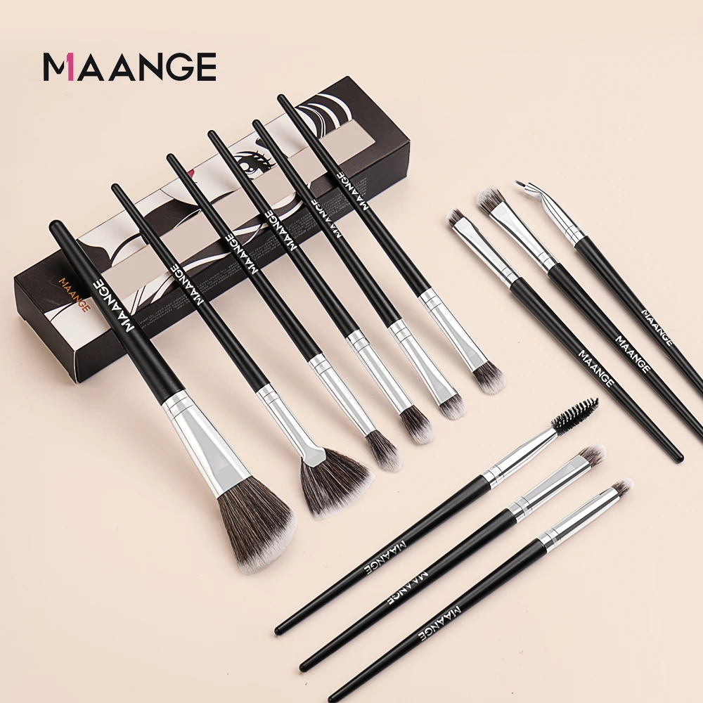 

MAANGE Professional Black Makeup Brushes Sets Eyeshadow Eyeliner Blending Concealer Brush Cheap Complete Makeup Kit With Box