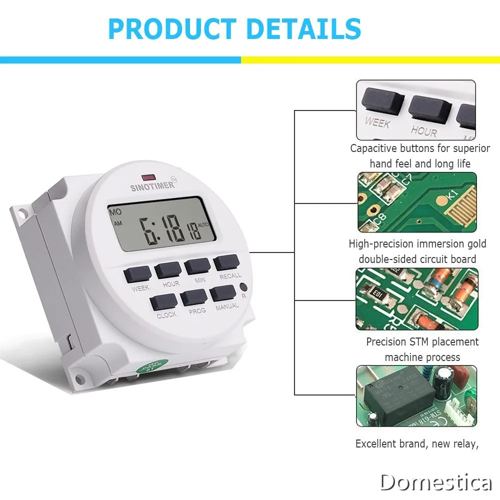 Sinotimer TM618H-4 LCD Digital Timer Microcomputer Time Control Switch With Countdown Function 12VDC/AC 220VAC 110VAC 5VDC
Sinotimer TM618H-4 LCD Digital Timer Microcomputer Time Control Switch With Countdown Function 12VDC/AC 220VAC 110VAC 5VDC