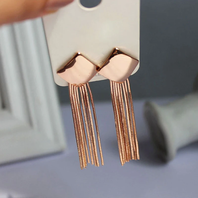 Rose Gold Long Thread Tassel Drop Earrings for Women Bridal Wedding Geometric Korean Vintage Earring Fashion Jewelry New
Rose Gold Long Thread Tassel Drop Earrings for Women Bridal Wedding Geometric Korean Vintage Earring Fashion Jewelry New