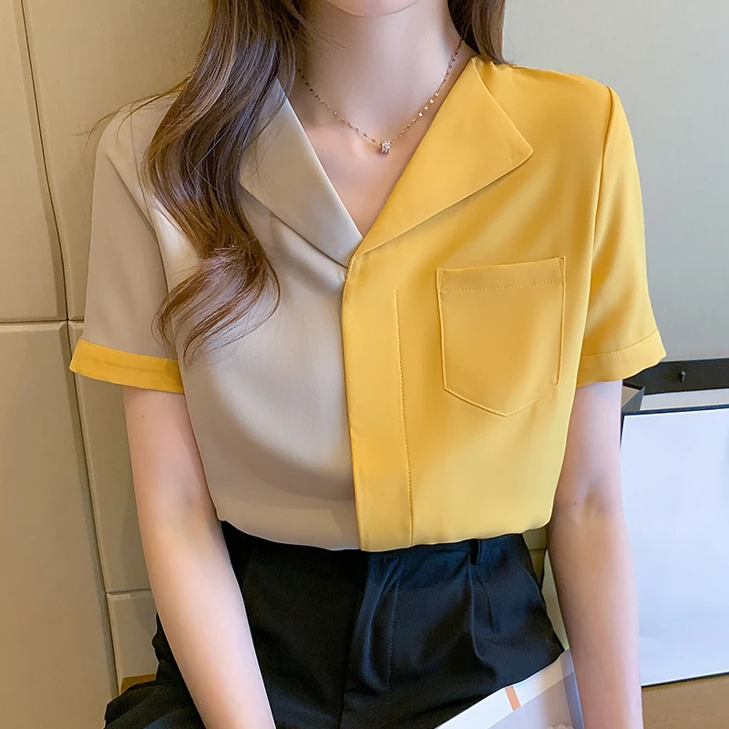 2021The New summer Contrasting lapel Casual Ladies Shirts Women Loose Short Sleeve Korean style Blouse women tops
2021The New summer Contrasting lapel Casual Ladies Shirts Women Loose Short Sleeve Korean style Blouse women tops