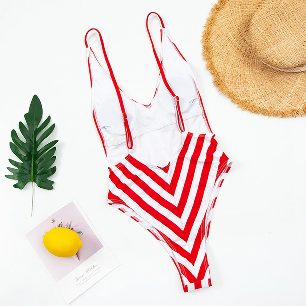 Sexy One Piece Swimsuit Women V-Neck Swimwear Female Striped Print Bodysuit Monokini Backless Bathing Suit Summer Beachwear 
Sexy One Piece Swimsuit Women V-Neck Swimwear Female Striped Print Bodysuit Monokini Backless Bathing Suit Summer Beachwear