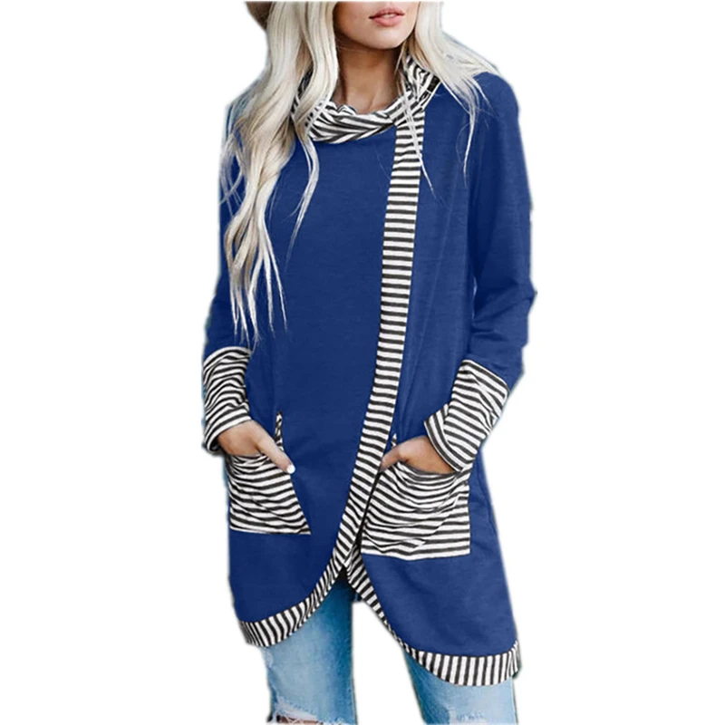 Fashion Pile Collar Plus Size T-Shirt Striped Patchwork Women Autumn Long Sleeve Irregular Long Tshirt Street Loose Pullover Top
Fashion Pile Collar Plus Size T-Shirt Striped Patchwork Women Autumn Long Sleeve Irregular Long Tshirt Street Loose Pullover Top