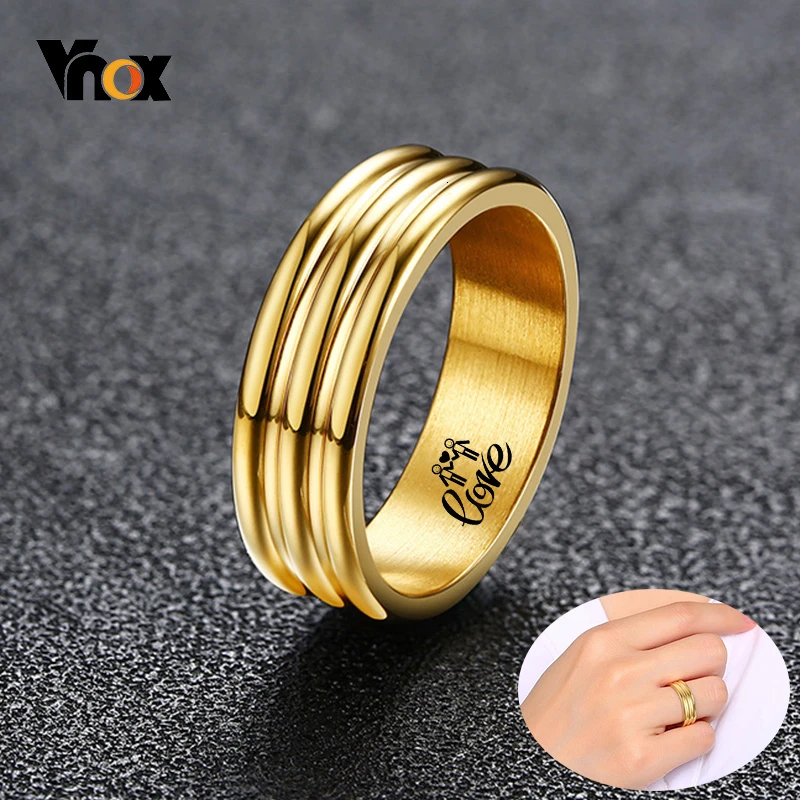 Vnox Chic Women Custom Engrave Info Wedding Bands Ring Gold Tone Anti Allergy Stainless Steel Female Gifts
Vnox Chic Women Custom Engrave Info Wedding Bands Ring Gold Tone Anti Allergy Stainless Steel Female Gifts