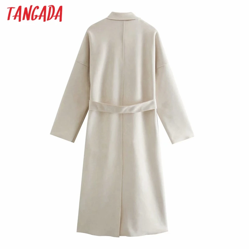 Tangada women Solid Suede long trench coat with belt 2020 autumn winter office lady elegant windbreak 6P60
Tangada women Solid Suede long trench coat with belt 2020 autumn winter office lady elegant windbreak 6P60