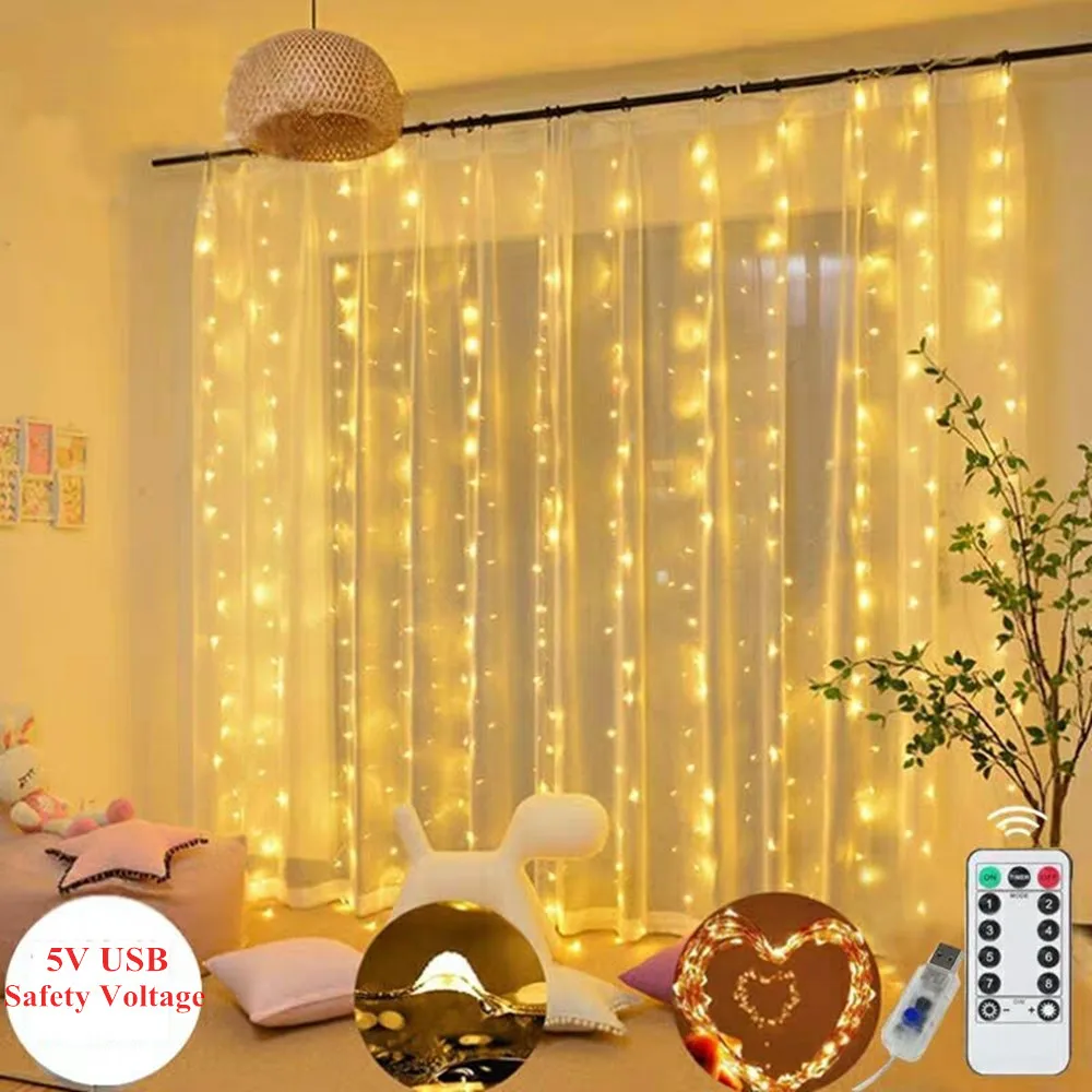 3M LED Garland Curtain Lights USB Powered Fairy Strings Remote Control Warm White Christmas Party Home Window Decorative Lamp
3M LED Garland Curtain Lights USB Powered Fairy Strings Remote Control Warm White Christmas Party Home Window Decorative Lamp
