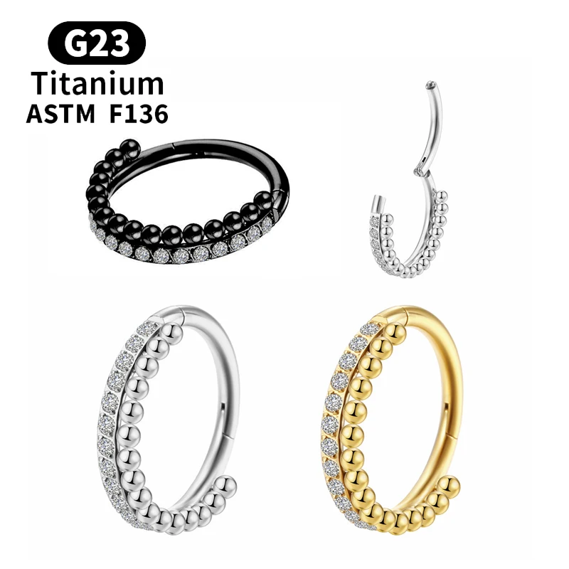 G23 Titanium Hinge section nose hoop ring Piercing Zircon the diaphragm septum Cartilage spiral Clicker cartilage Body Jewelry
G23 Titanium Hinge section nose hoop ring Piercing Zircon the diaphragm septum Cartilage spiral Clicker cartilage Body Jewelry