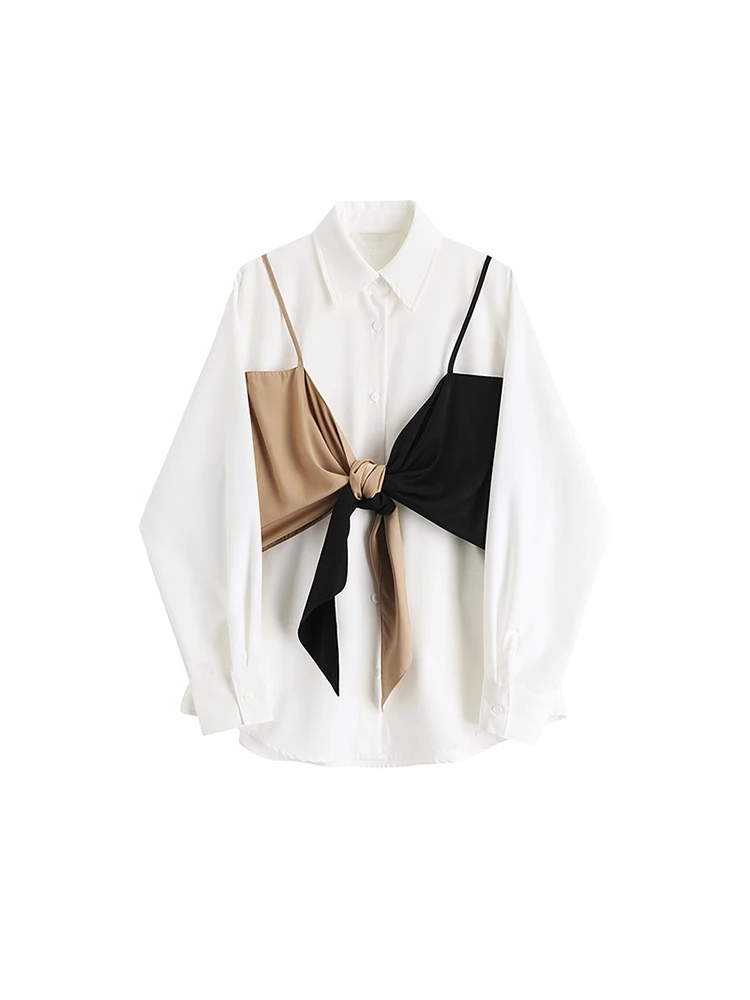 KUSAHIKI Elegant Patchwork Fake Two Pieces Blouse Shirt Bow Bandage Slim Waist Women Tops 2021 Spring New Blusas 6E580
KUSAHIKI Elegant Patchwork Fake Two Pieces Blouse Shirt Bow Bandage Slim Waist Women Tops 2021 Spring New Blusas 6E580