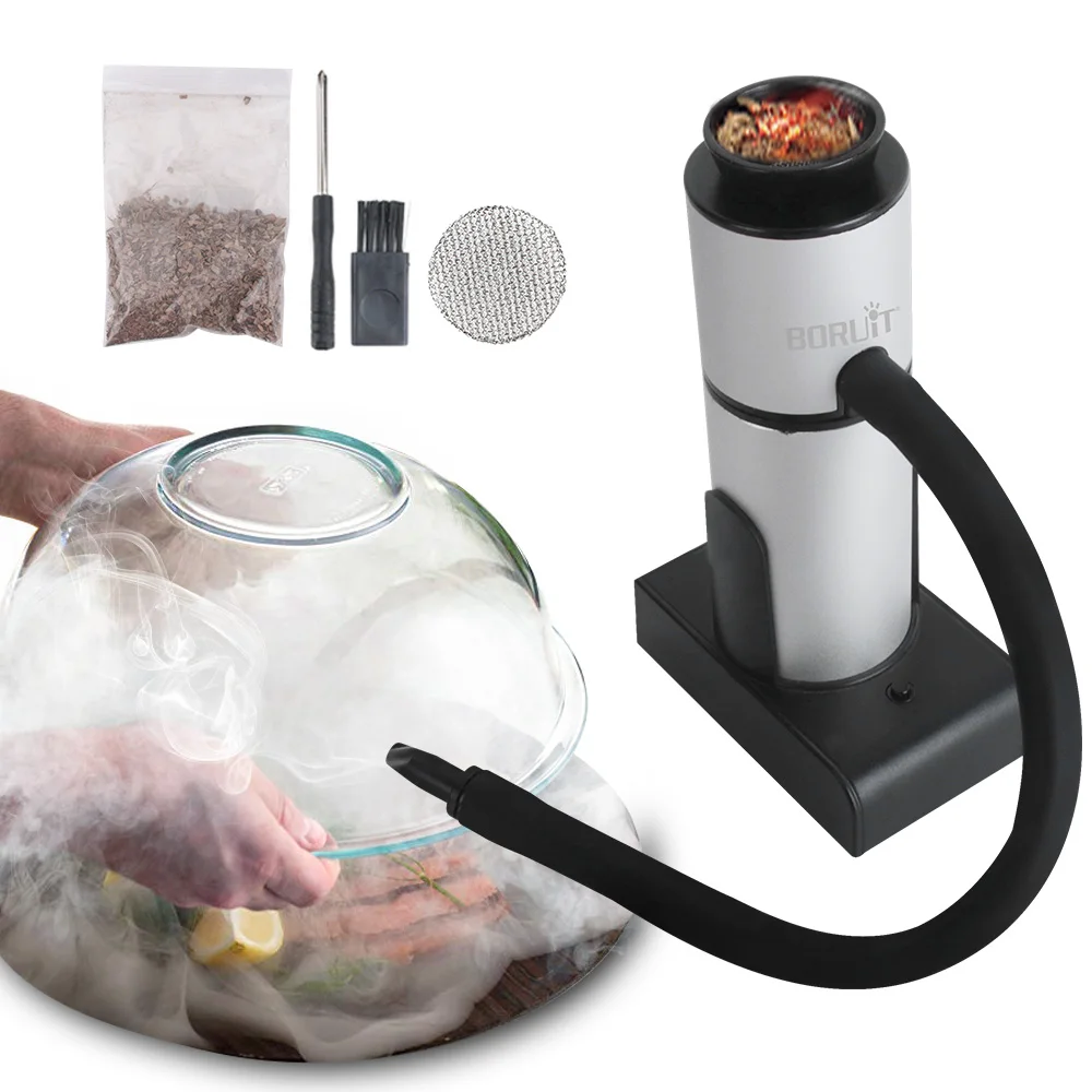 BORUiT Smoke Infuser Portable Molecular Cuisine Smoking Gun Food Cold Generator Meat Burn Smokehouse Cooking for BBQ Grill | Дом и сад