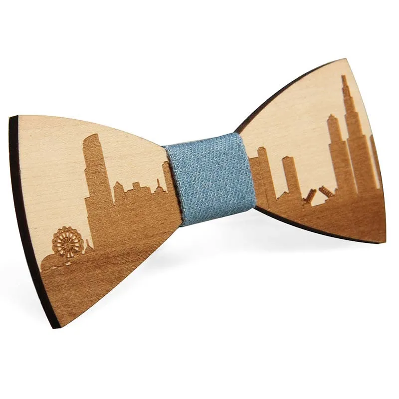 New Men's Solid Wood Bow Tie for Foreign Trade A Variety of Urban Landscape Patterns European and American Popular | Аксессуары для