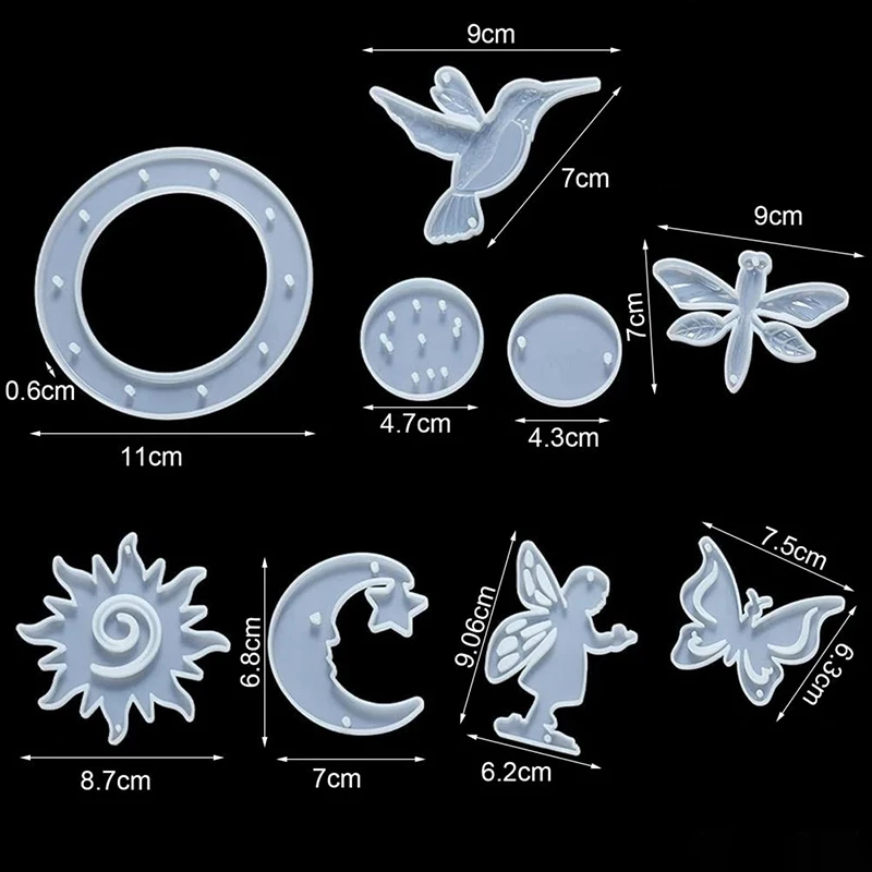 1Set Of Decorative DIY Wind Chime Resin Mold Sun Moon Star Handmade Butterfly Wind Chime Material Kit Silicone Mold Combin
1Set Of Decorative DIY Wind Chime Resin Mold Sun Moon Star Handmade Butterfly Wind Chime Material Kit Silicone Mold Combin