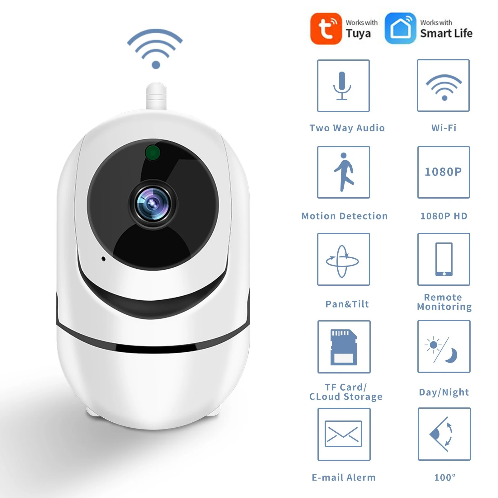 1080P IP Camera Tuya APP Automatic tracking Home Security Indoor Camera Surveillance Wireless WiFi Camera Baby Monitor
1080P IP Camera Tuya APP Automatic tracking Home Security Indoor Camera Surveillance Wireless WiFi Camera Baby Monitor
