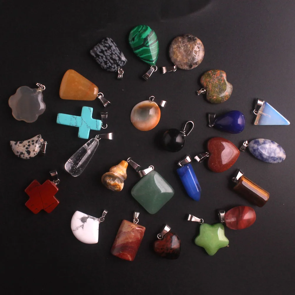 24pcs/lot Heart Moon Star Cross Shaped Natural Crystal Quartz Stone Pendants For Jewelry Making Necklace Healing Chakra Pendant
24pcs/lot Heart Moon Star Cross Shaped Natural Crystal Quartz Stone Pendants For Jewelry Making Necklace Healing Chakra Pendant