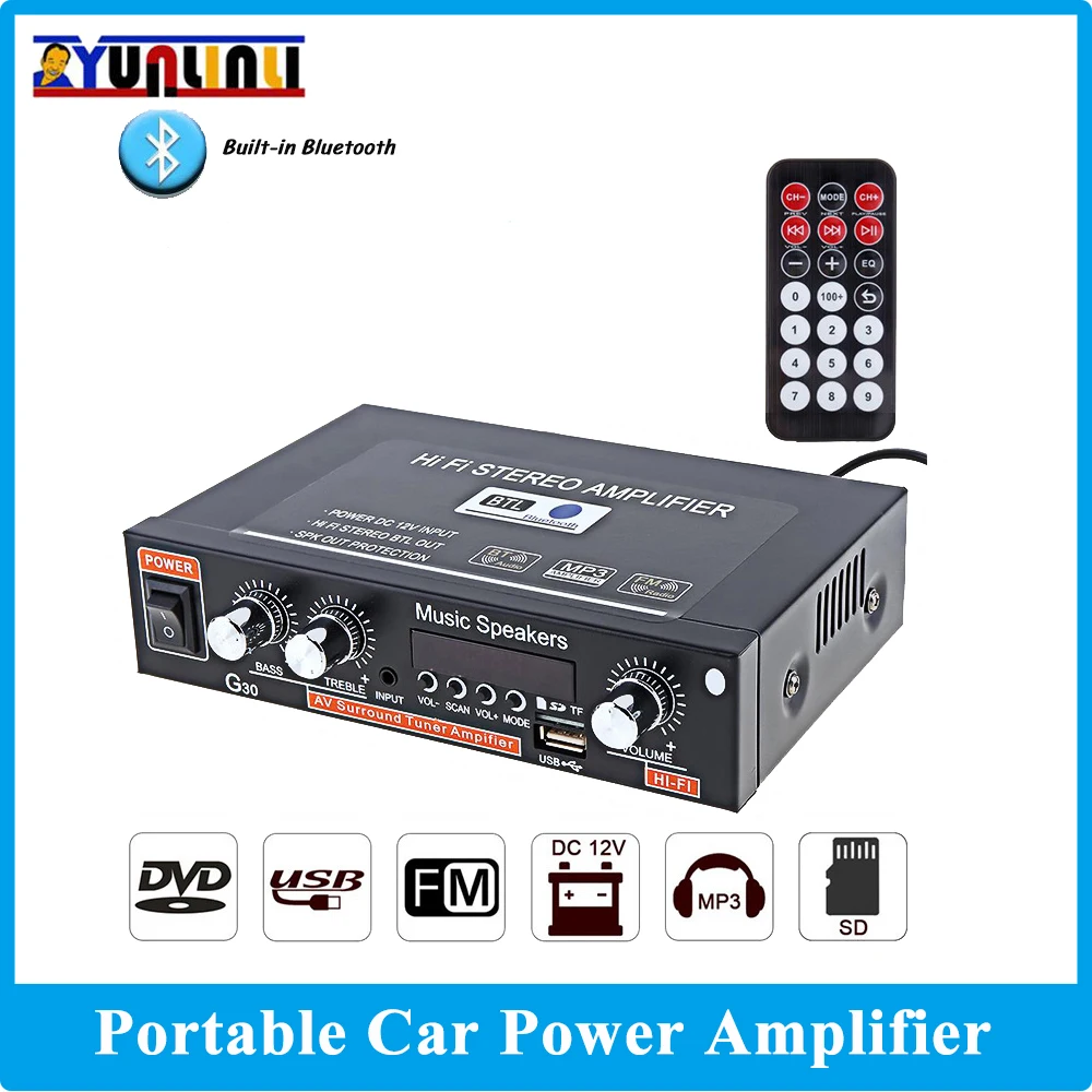 12V 36W Car Wireless bluetooth Stereo Amplifier Smart Digital Home Power Amplifier Music Player Support SD / USB / DVD / MP3
12V 36W Car Wireless bluetooth Stereo Amplifier Smart Digital Home Power Amplifier Music Player Support SD / USB / DVD / MP3