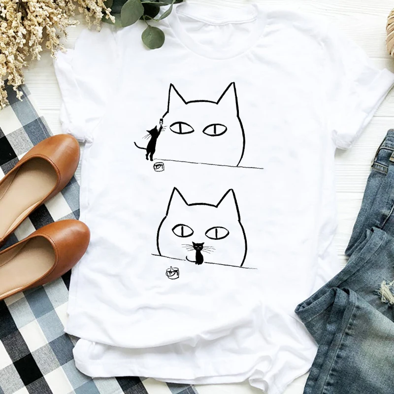 Summer New Fashion Funny Black Cat Cartoon Tee Female T-Shirt Short Sleeve Ulzzang Harajuku Tshirt Cute Women T Shirt
Summer New Fashion Funny Black Cat Cartoon Tee Female T-Shirt Short Sleeve Ulzzang Harajuku Tshirt Cute Women T Shirt
