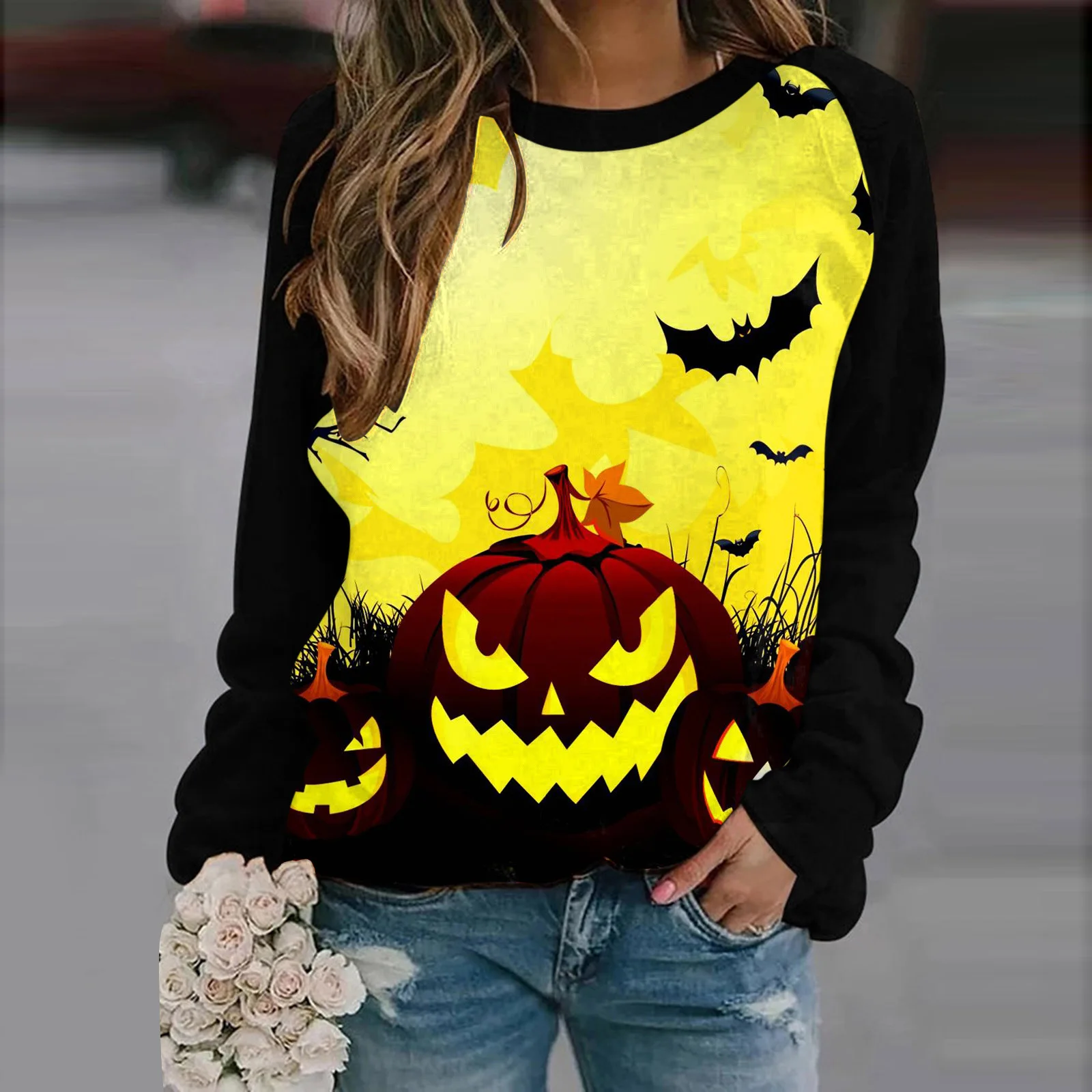 2021 Halloween Sweatshirts Ladies Round Neck Pullover Blue Melon Printed Long Sleeve Halloween Women Clothes Fashion Casual Tops
2021 Halloween Sweatshirts Ladies Round Neck Pullover Blue Melon Printed Long Sleeve Halloween Women Clothes Fashion Casual Tops