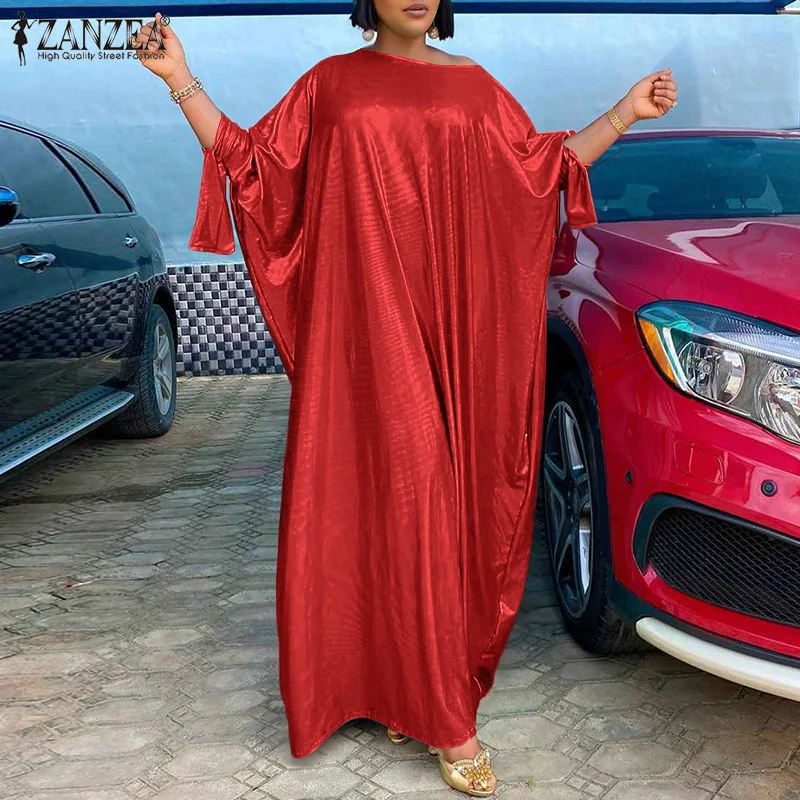 Elegant Loose Solid Party Vestidos ZANZEA Summer 3/4 Sleeve Shiny Metallic Maxi Dress Stylish Women Sundress Kaftan Robe Femme
Elegant Loose Solid Party Vestidos ZANZEA Summer 3/4 Sleeve Shiny Metallic Maxi Dress Stylish Women Sundress Kaftan Robe Femme
