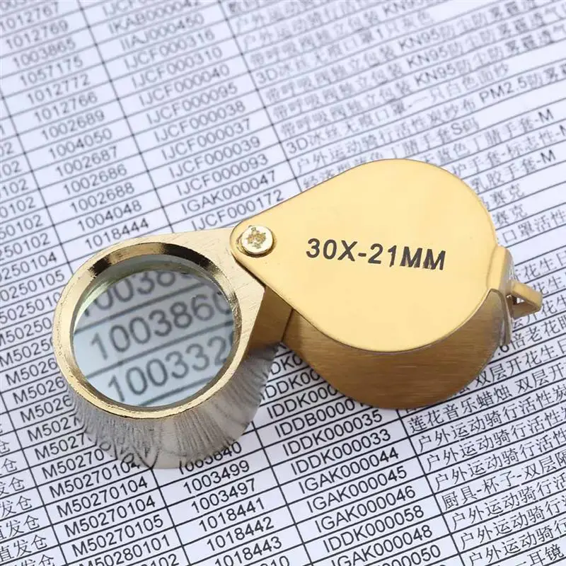 30X Magnifier Jewelers Gold Eye Tool Jewellery Folding Loupe Glass Lens Magnifying Triplet Glass For Jewelry Diamond 30x21mm
30X Magnifier Jewelers Gold Eye Tool Jewellery Folding Loupe Glass Lens Magnifying Triplet Glass For Jewelry Diamond 30x21mm