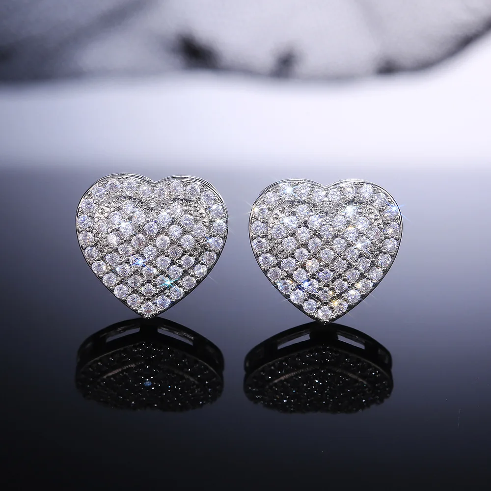 Fashion OL Micro Inlaid Full Diamond Heart Shape Ladies Earrings High-end Elegant Wedding Jewelry Anniversary Gift Gold Silver
Fashion OL Micro Inlaid Full Diamond Heart Shape Ladies Earrings High-end Elegant Wedding Jewelry Anniversary Gift Gold Silver