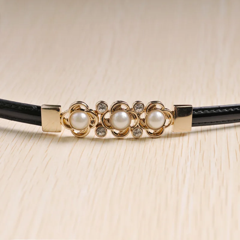 Fashion Women Belt Metal Flower Pearl Buckle Classical Beautiful Belt Sweet Black High-grace Cute Female Belt
Fashion Women Belt Metal Flower Pearl Buckle Classical Beautiful Belt Sweet Black High-grace Cute Female Belt