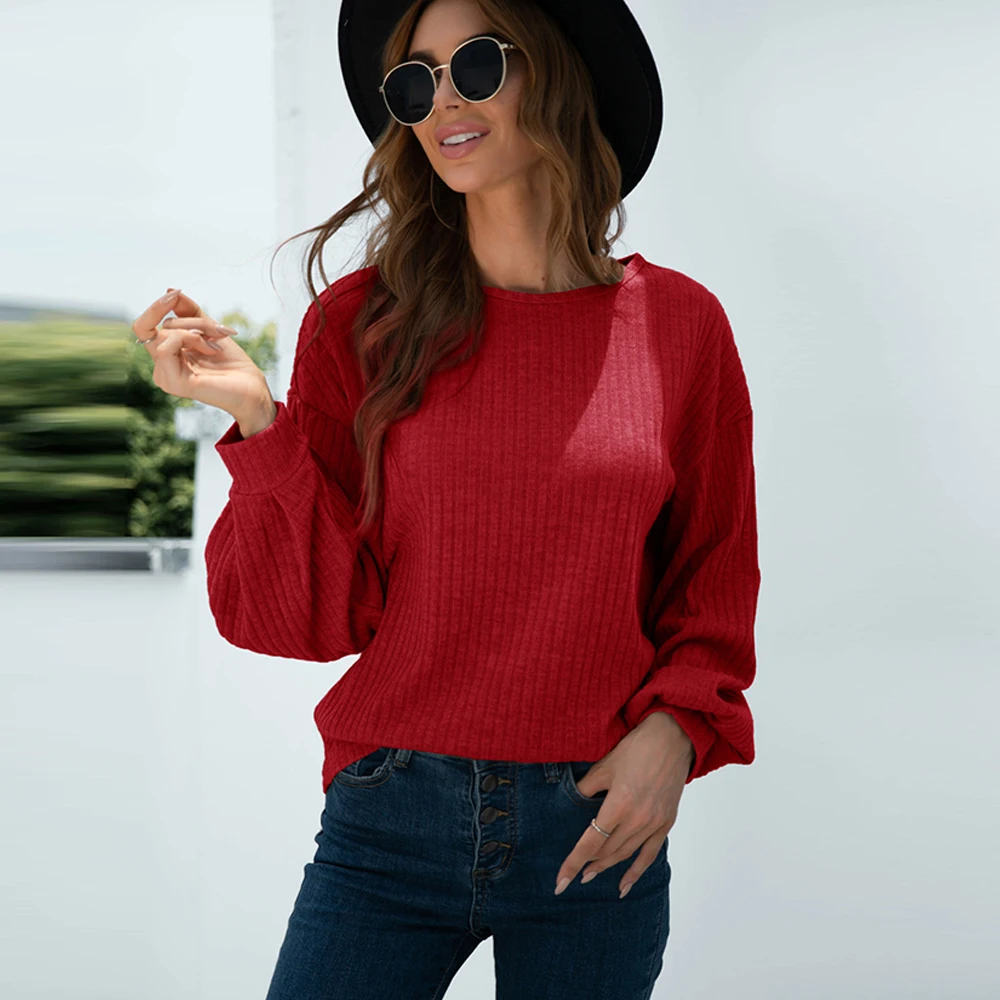 Casual O Neck Lantern Long Sleeve Knit Pullover T-shirt Women Retro Solid Loose Autumn Basic Bottom Mutlicolor Ladies Tee Shirts
Casual O Neck Lantern Long Sleeve Knit Pullover T-shirt Women Retro Solid Loose Autumn Basic Bottom Mutlicolor Ladies Tee Shirts