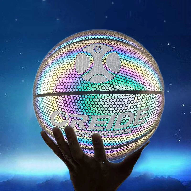 Size75 Luminous Basketball Ball Holographic Reflective Lighted Flash Ball PU Wear-Resistant Glowing Basketball Night Sports Game
Size75 Luminous Basketball Ball Holographic Reflective Lighted Flash Ball PU Wear-Resistant Glowing Basketball Night Sports Game
