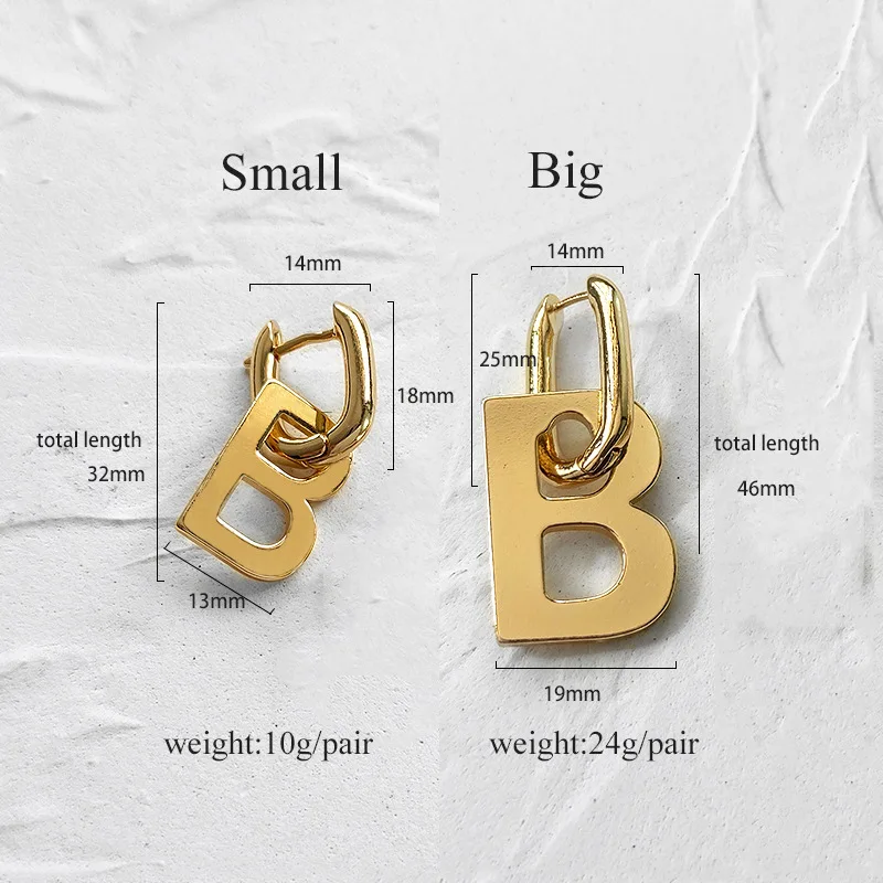 2 Sizes Thick Letter B Drop Earrings for Women Brass Gold Color Geometrical Initial Hanging Dangle Earrings Celebrity Style Gift
2 Sizes Thick Letter B Drop Earrings for Women Brass Gold Color Geometrical Initial Hanging Dangle Earrings Celebrity Style Gift