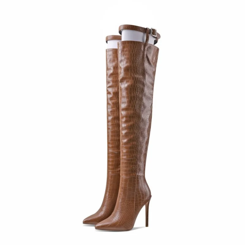 2021 Spring and Autumn Fashion Boots Belt Buckle Pointed Over-knee Ultra-high Heel Solid Color Zipper Stiletto Thigh Boots
2021 Spring and Autumn Fashion Boots Belt Buckle Pointed Over-knee Ultra-high Heel Solid Color Zipper Stiletto Thigh Boots