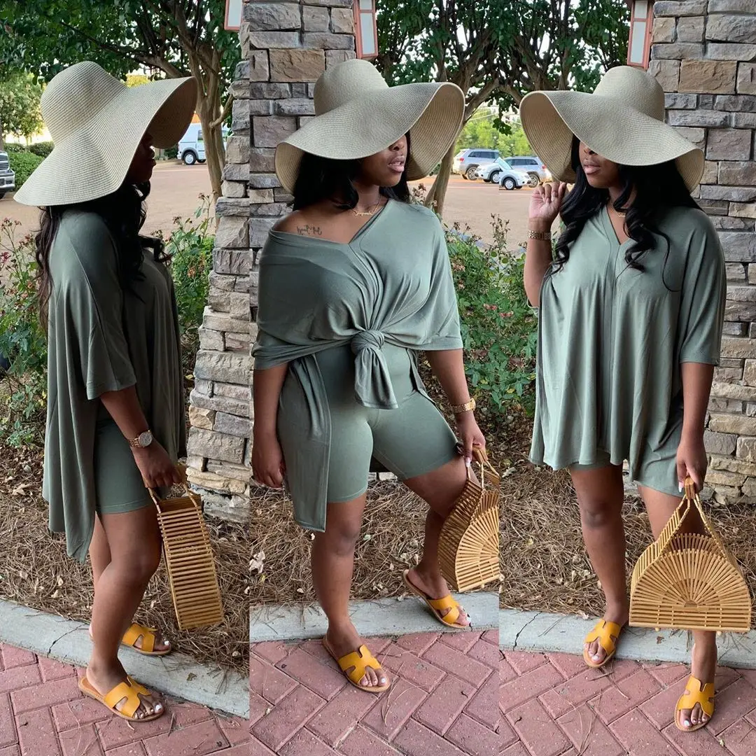 HAOOHU Casual Loose Home Outfits Short Sleeve V Neck Tees And Empire Skinny Short Pants Street Sports Loose Women 2 Piece Suit
HAOOHU Casual Loose Home Outfits Short Sleeve V Neck Tees And Empire Skinny Short Pants Street Sports Loose Women 2 Piece Suit