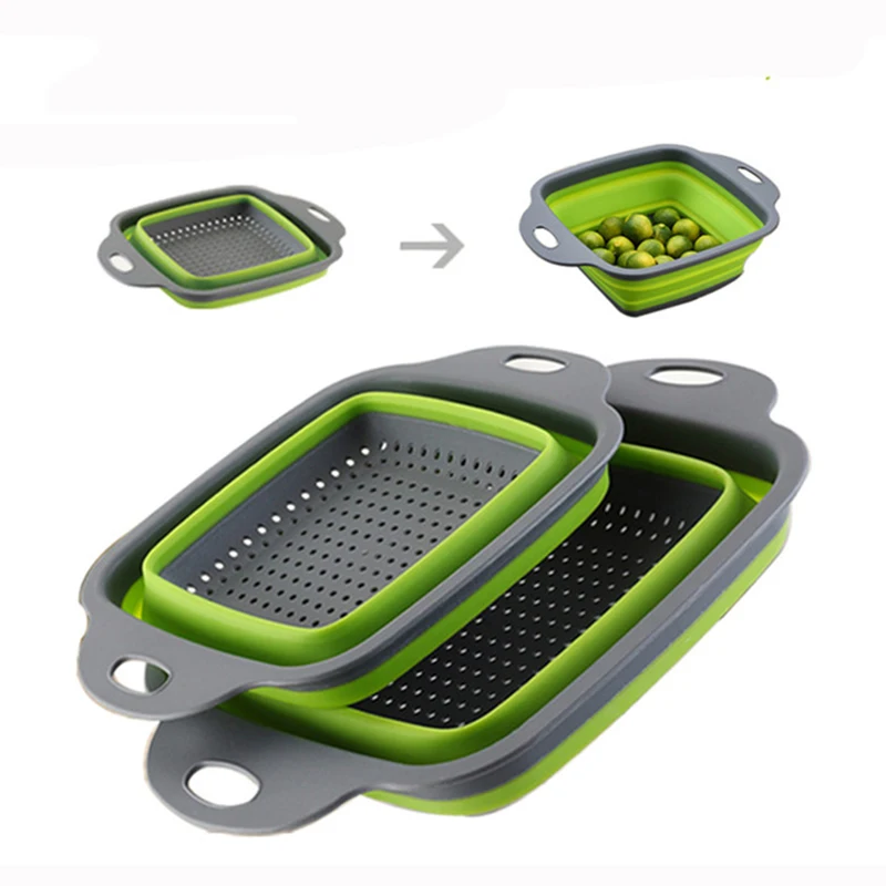 2 Pcs Foldable Silicone Drain Basket Strainer Square Basket Collapsible Colander Fruit Vegetable Washing Drainer Kitchen Tools
2 Pcs Foldable Silicone Drain Basket Strainer Square Basket Collapsible Colander Fruit Vegetable Washing Drainer Kitchen Tools