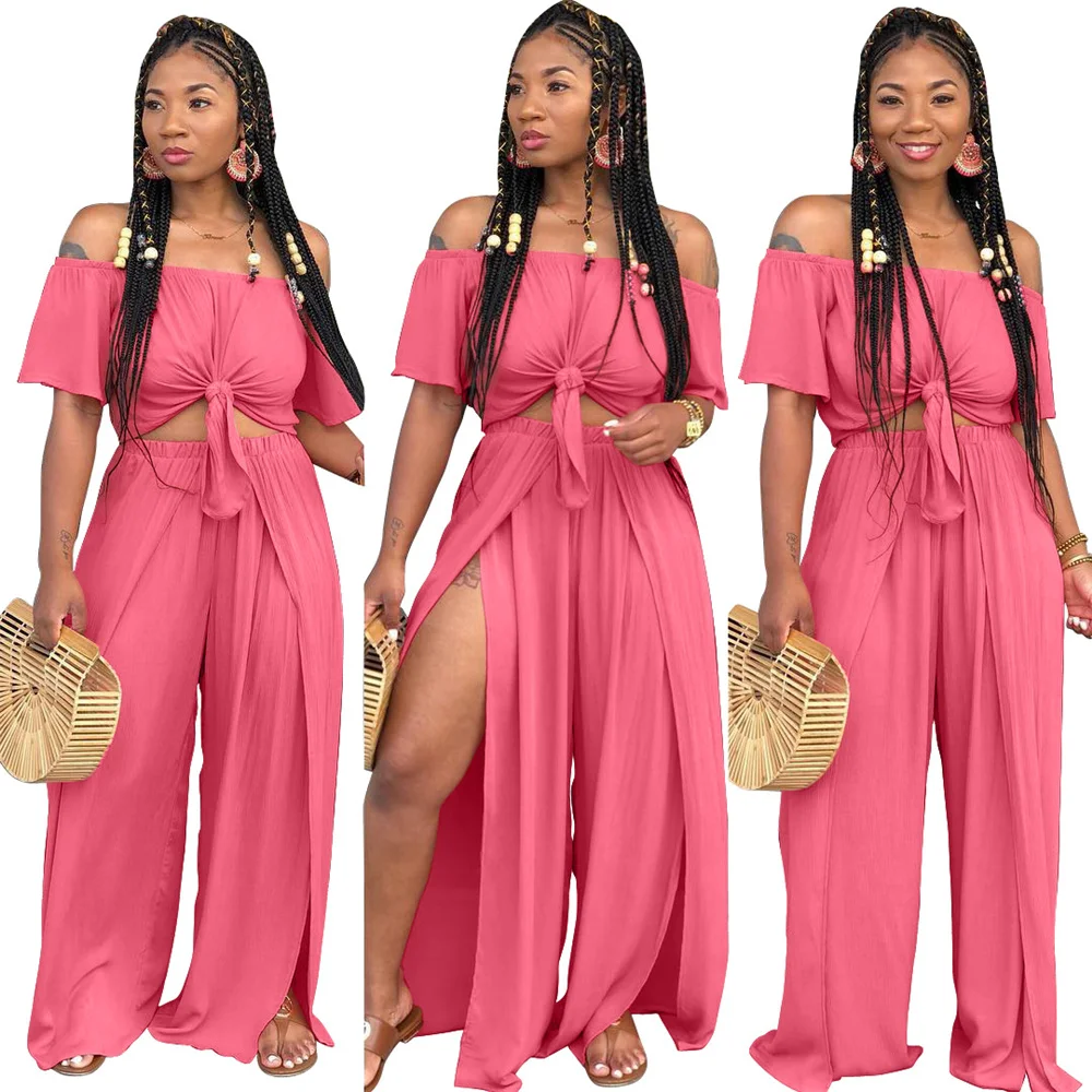 S-3xl Summer Two Piece Set Women Clothing Solid Crop Top and Pants Sets Short Sleeve Wide Leg Slip Hem Wholesale Dropshipping
S-3xl Summer Two Piece Set Women Clothing Solid Crop Top and Pants Sets Short Sleeve Wide Leg Slip Hem Wholesale Dropshipping