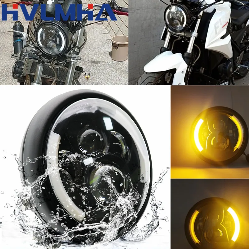 Светодиодная мотоциклетная фара 7 5 дюйма круглая для Harley Suzuki BMW Honda Yamaha Cafer Racer |