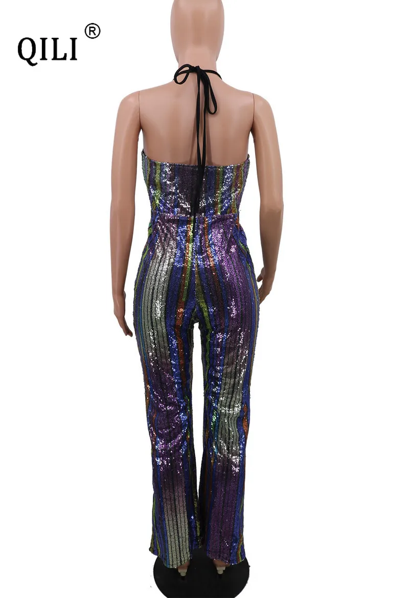 QILI Striped Sequin Jumpsuits Women Halter Backless Sexy Jumpsuit 2020 Spring New V-neck Jumpsuit Womens Rompers
QILI Striped Sequin Jumpsuits Women Halter Backless Sexy Jumpsuit 2020 Spring New V-neck Jumpsuit Womens Rompers