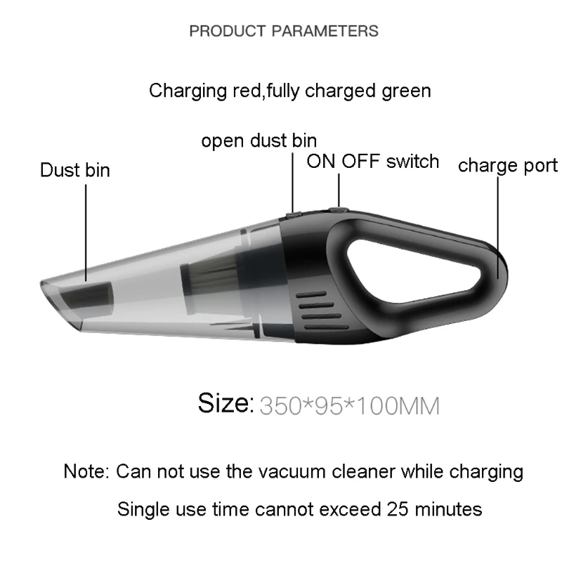 Rechargeable 120W Wireless Handheld Car Vacuum Cordless Cleaner USB Charge Wet Dry Strong Cyclone Suction for Home Car
Rechargeable 120W Wireless Handheld Car Vacuum Cordless Cleaner USB Charge Wet Dry Strong Cyclone Suction for Home Car