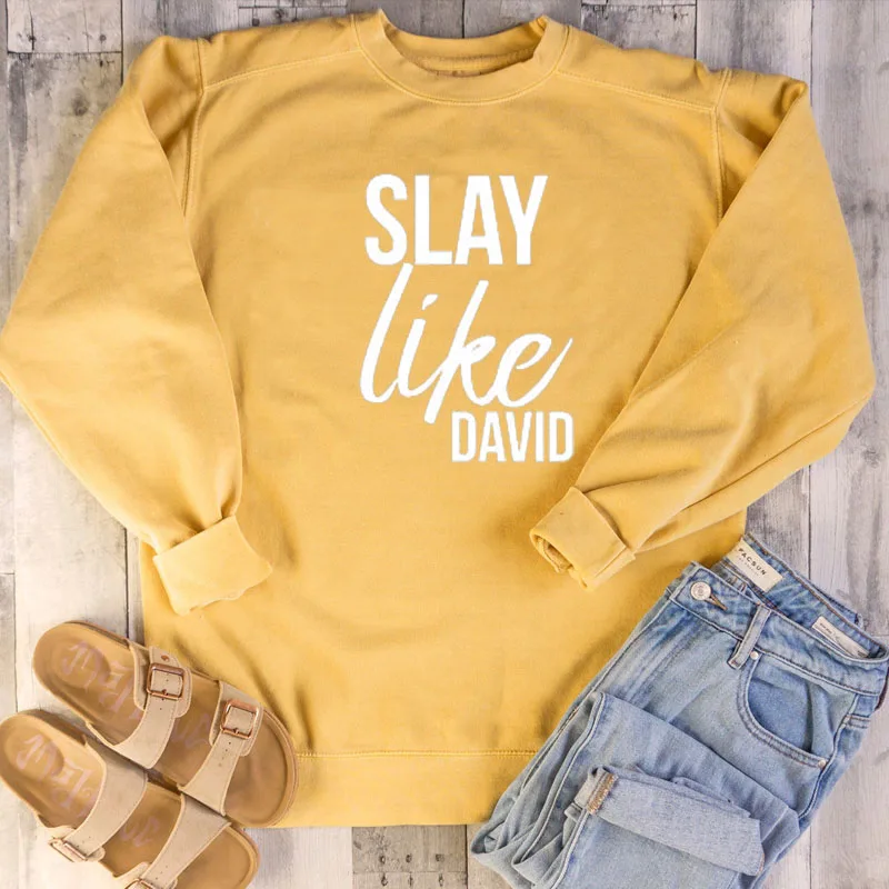Slay Like David Christian women fashion funny slogan religion cotton sweatshirts grunge tops baptism Inspirational pullovers
Slay Like David Christian women fashion funny slogan religion cotton sweatshirts grunge tops baptism Inspirational pullovers