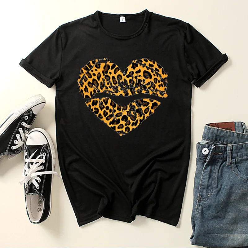 Leopard Heart Letter Print Women T Shirt Short Sleeve O Neck Loose Women Tshirt Ladies Tee Shirt Tops Clothes Camisetas Mujer
Leopard Heart Letter Print Women T Shirt Short Sleeve O Neck Loose Women Tshirt Ladies Tee Shirt Tops Clothes Camisetas Mujer