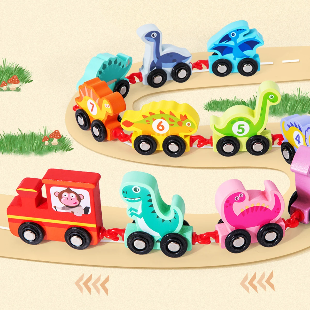 11pcs Wooden Dinosaur Train Cars Set Baby Toys Educational Train Cars Digital Toy Number Recognition Trackless Trains Set Gifts
11pcs Wooden Dinosaur Train Cars Set Baby Toys Educational Train Cars Digital Toy Number Recognition Trackless Trains Set Gifts