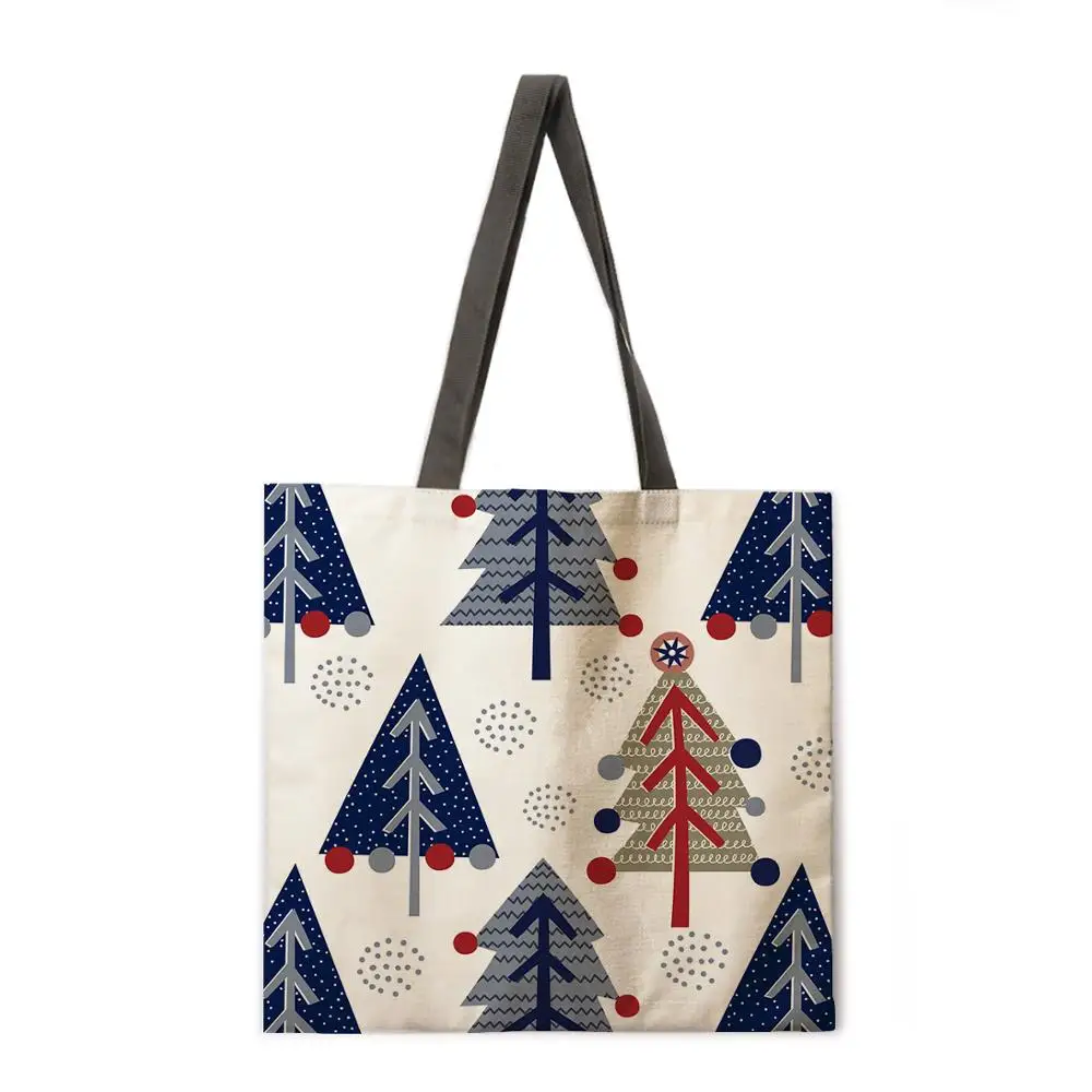 Ladies Shoulder Bag Beach Tote Bag Christmas Cartoon Fawn Ladies Tote Bag Linen Tote Bag Reusable Shopping Bag