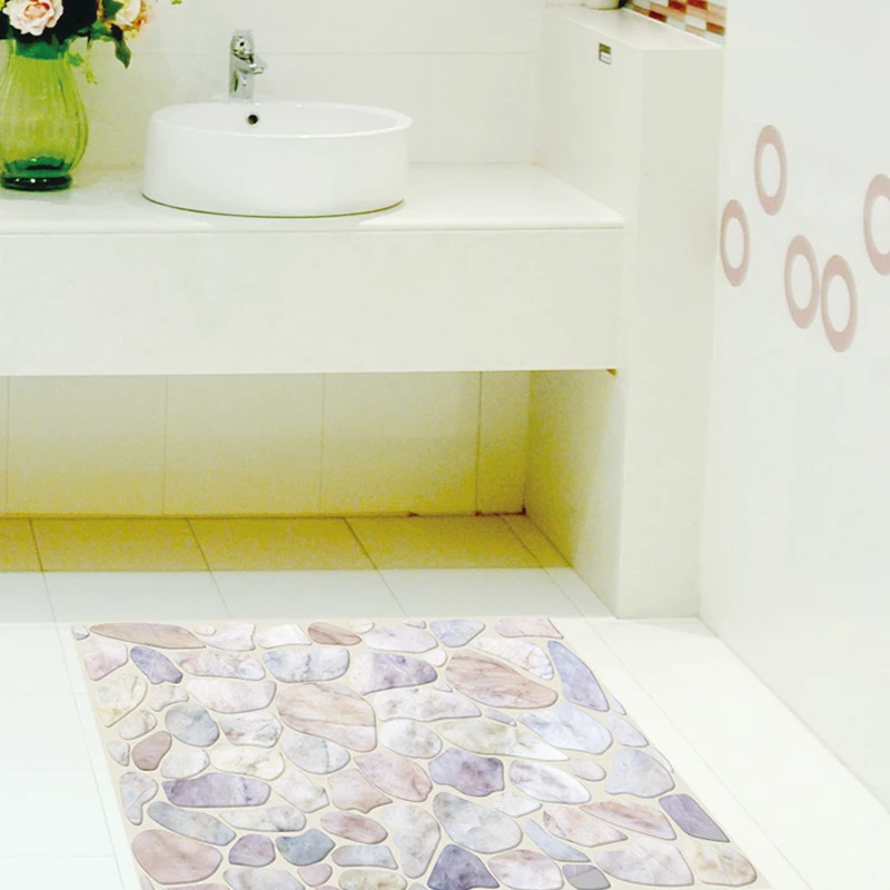 3D stereo wall stickers living room bathroom toilet floor tiles waterproof creative simulation | Дом и сад