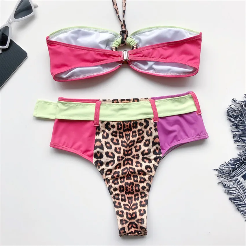 Hot Leopard Splicing High Waist Bikini 2021 Female Swimsuit Women Swimwear Two-pieces Bikini set With Belt Bather Bathing Suit
Hot Leopard Splicing High Waist Bikini 2021 Female Swimsuit Women Swimwear Two-pieces Bikini set With Belt Bather Bathing Suit