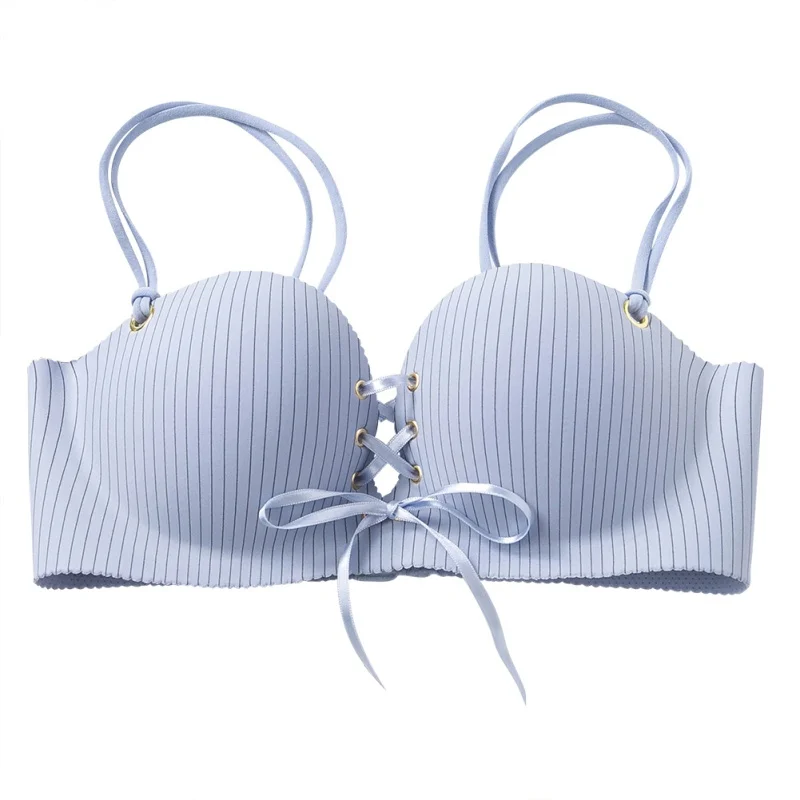 Ladies' Elegant Striped Seamless Push Up Bralette Sexy Wirefree Breathable Gathering Lace-Up Underwear Soft Cup Intimates
Ladies' Elegant Striped Seamless Push Up Bralette Sexy Wirefree Breathable Gathering Lace-Up Underwear Soft Cup Intimates