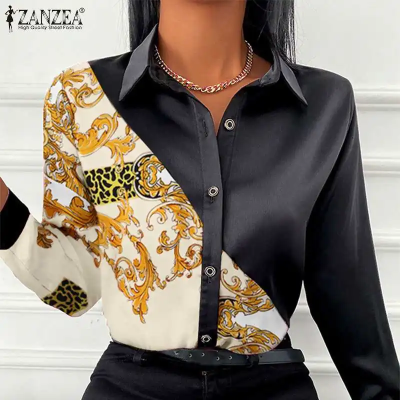 ZANZEA 2022 Fashion Long Sleeve Floral Blouse Elegant Women Scarf Printed Shirt Autumn Lapel Neck OL Patchwork Tops Work Blusas
ZANZEA 2022 Fashion Long Sleeve Floral Blouse Elegant Women Scarf Printed Shirt Autumn Lapel Neck OL Patchwork Tops Work Blusas