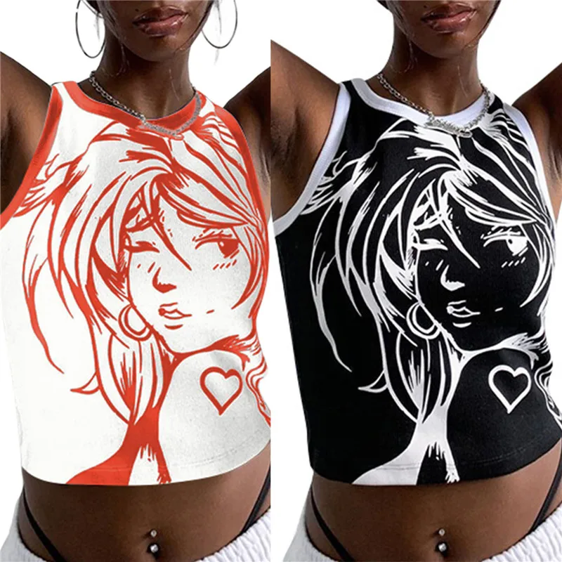 Women Cartoon Portrait Printed Tank Top Round Collar Sleeveless Crop Tops Summer Slim Fashion Y2k Camisole
Women Cartoon Portrait Printed Tank Top Round Collar Sleeveless Crop Tops Summer Slim Fashion Y2k Camisole