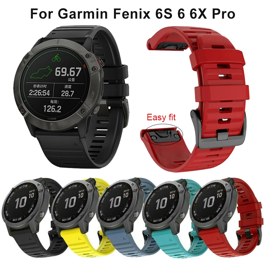 20 22 мм 26 Easyfit быстросъемный умный Браслет Силиконовый ремешок для Garmin Fenix 6X 6 6S Pro 5 5X