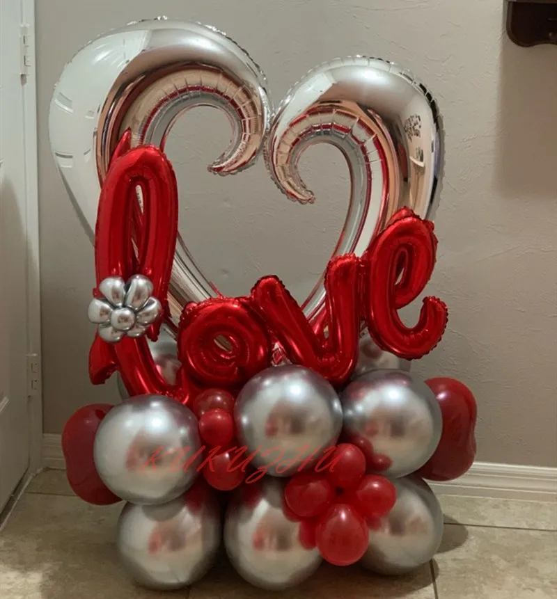

Globos de aluminio con forma de para el de San , decoraciones para fiesta de boda, grande, cora rojo, helio, 40 pulgadas, 1 ud.