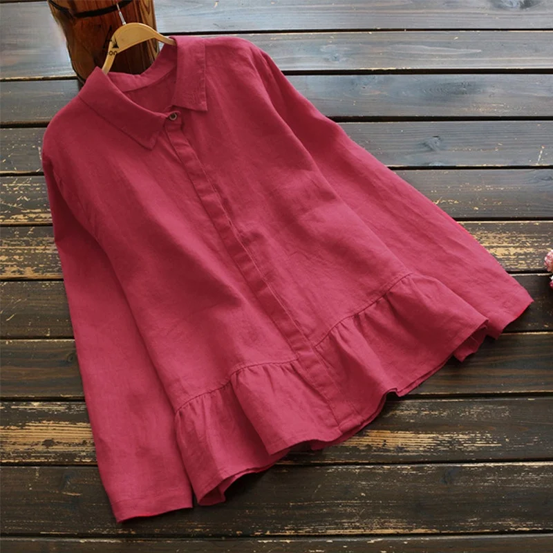 Plus Size ZANZEA Vintage Women Spring Long Sleeve Ruffles Blouse Cotton Linen Shirt Casual Solid Top Femininas Work Blusas 2021
Plus Size ZANZEA Vintage Women Spring Long Sleeve Ruffles Blouse Cotton Linen Shirt Casual Solid Top Femininas Work Blusas 2021
