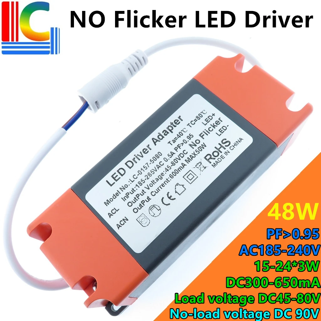 Non flicker LED Panel Power Supply 24W 36W 48W Lighting Transformer 300mA 350mA 400mA 450mA 500mA 550mA 600mA LED Driver adapter
Non flicker LED Panel Power Supply 24W 36W 48W Lighting Transformer 300mA 350mA 400mA 450mA 500mA 550mA 600mA LED Driver adapter