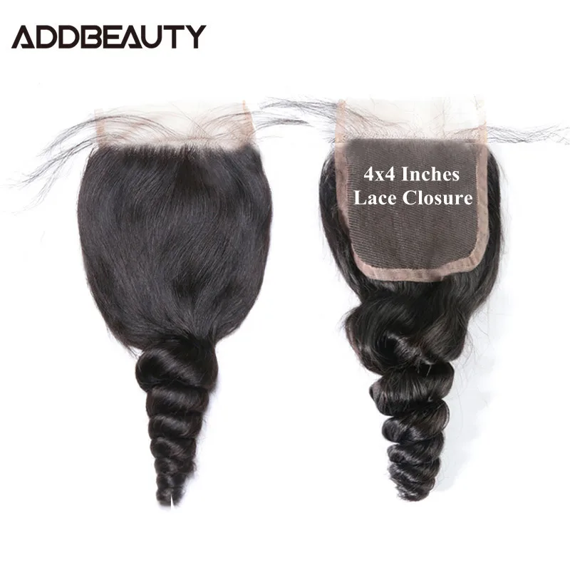 Бразильские человеческие волосы Add beauty свободные волнистые Remy закрывающие 4x4
