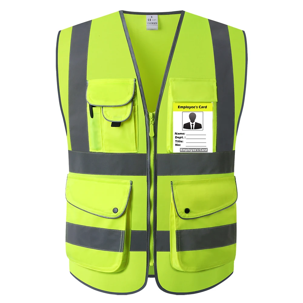 Multi Pockets High Visibility Hi Viz Zipper Front Reflective Safety Vest With Reflective Strips ANSI/ISEA Standards 
Multi Pockets High Visibility Hi Viz Zipper Front Reflective Safety Vest With Reflective Strips ANSI/ISEA Standards