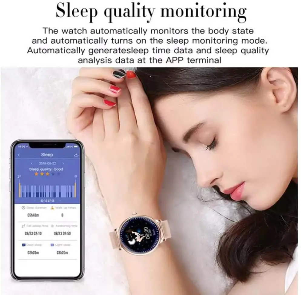 2020 Stylish Women Smart Watch Round Screen Fitness Tracker Smartwatch With Girl Heart Rate Sleep Monitor For Android and IOS
2020 Stylish Women Smart Watch Round Screen Fitness Tracker Smartwatch With Girl Heart Rate Sleep Monitor For Android and IOS